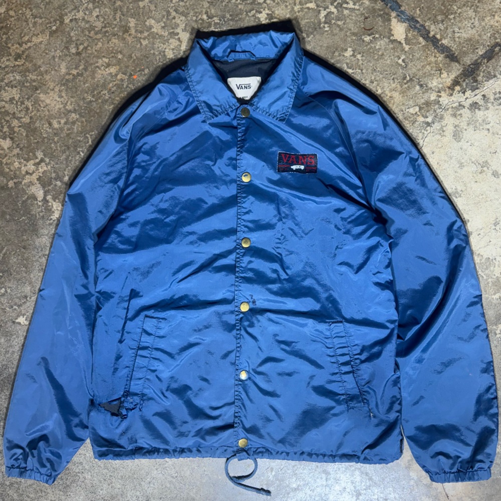 Vans Blue Coach Jacket L – Lined Nylon Windbreaker